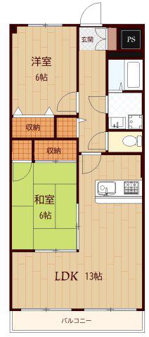 CIELO・GARDEN II(2LDK/2階)の間取り写真