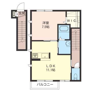 クロッシュ IV(1LDK/2階)の間取り写真