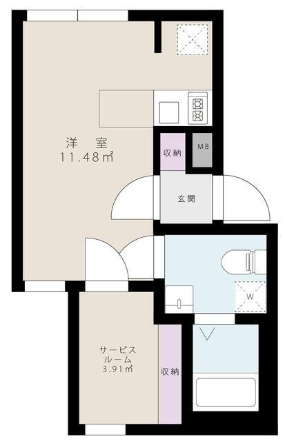 ヴァンベール東日暮里(ワンルーム/1階)の間取り写真