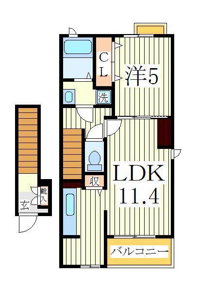 サニーホーム(1LDK/2階)の間取り写真