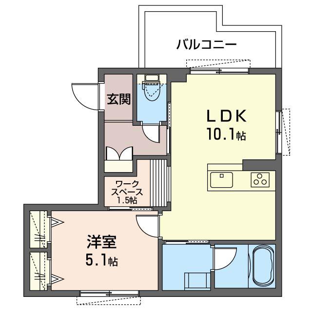 クレスティーク(1LDK/3階)の間取り写真