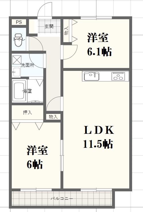 コンフォール清水(2LDK/1階)の間取り写真
