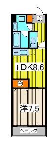 サニープレイス(1DK/4階)の間取り写真