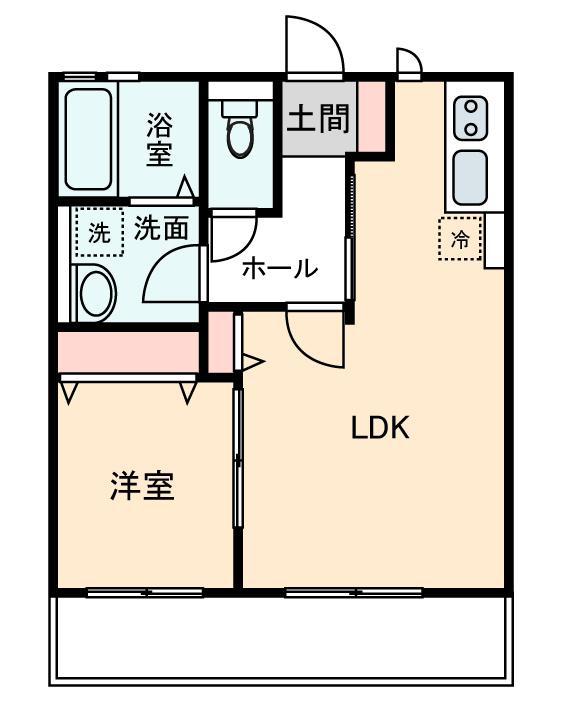 シャルール ドゥ ソレイユI(1LDK/1階)の間取り写真