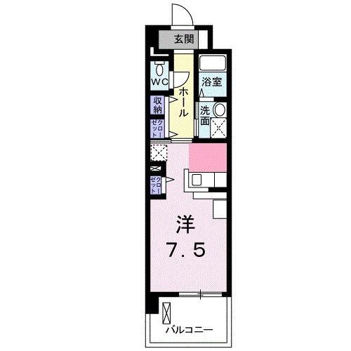 ウィステリアWISTERIA(ワンルーム/1階)の間取り写真