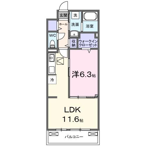 AMRITA V(1LDK/1階)の間取り写真