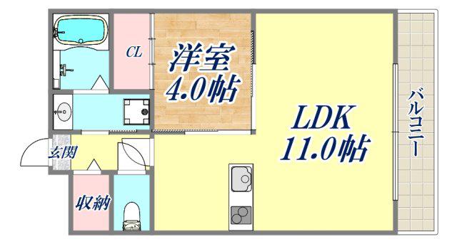SEMPRE VITAさくら夙川(1LDK/3階)の間取り写真