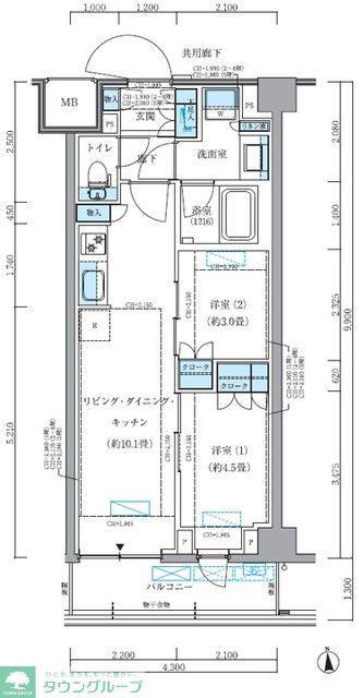 パークアクシス品川シーサイド(2LDK/2階)の間取り写真