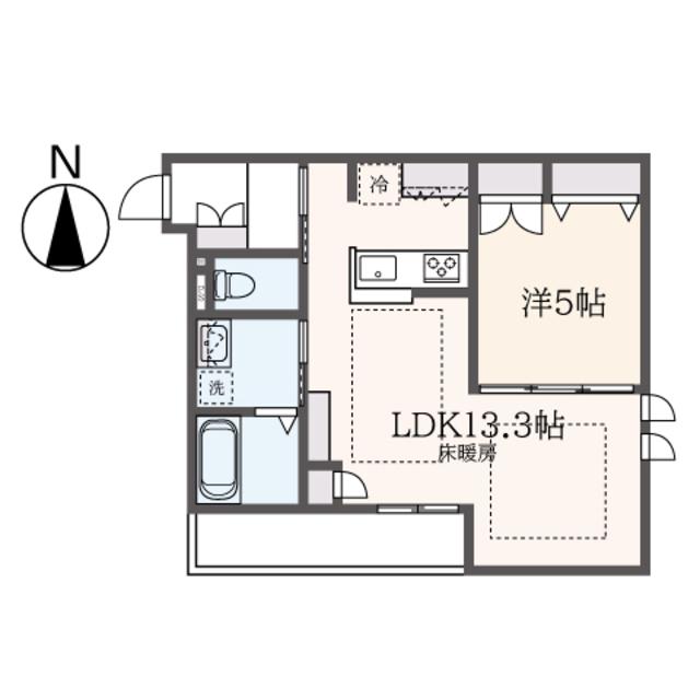 若宮2丁目メゾン(1LDK/1階)の間取り写真