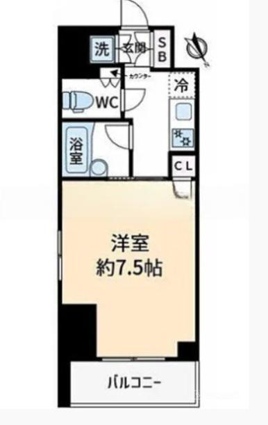 ルーブル学芸大学参番館(1K/8階)の間取り写真