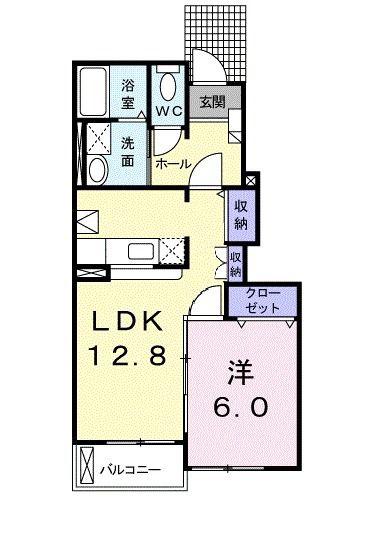 エクセレントヴィラ I(1LDK/1階)の間取り写真