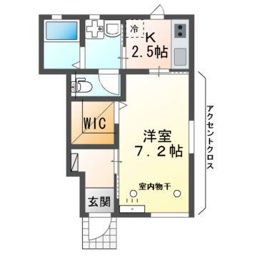 BLOOM北上 B(1K/1階)の間取り写真