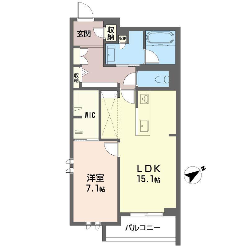 FDI CASA片瀬江の島 I(1LDK/3階)の間取り写真