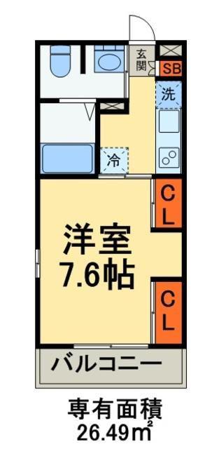 リブリローズ(1K/1階)の間取り写真