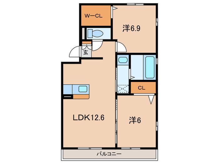 プレジール(2LDK/2階)の間取り写真
