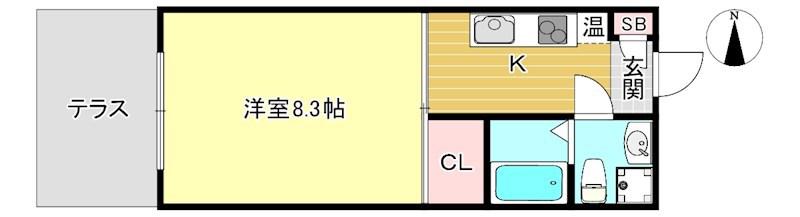 エイテル北大路(1K/1階)の間取り写真