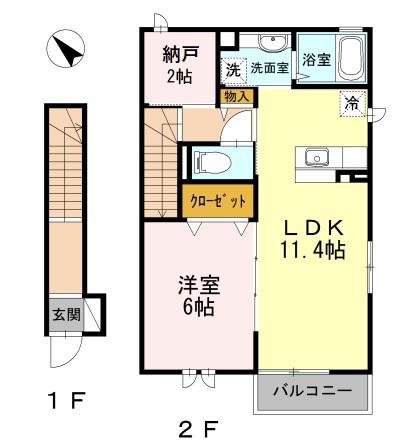 ヴィラ曻美(1SLDK/2階)の間取り写真