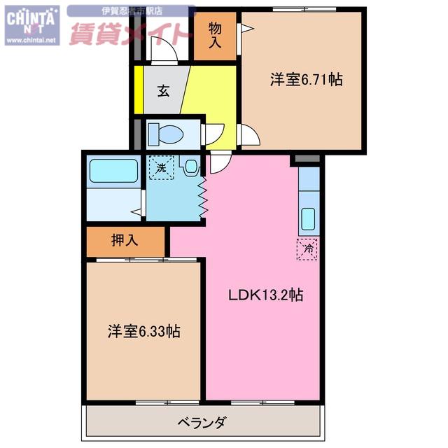 TORANO城西(2LDK/2階)の間取り写真