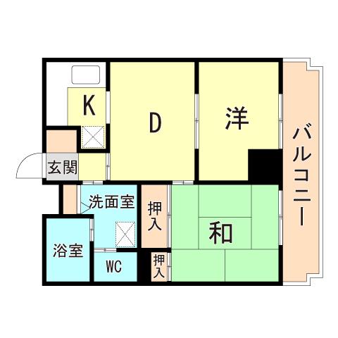 クレドール西明石Ⅲ(2DK/4階)の間取り写真