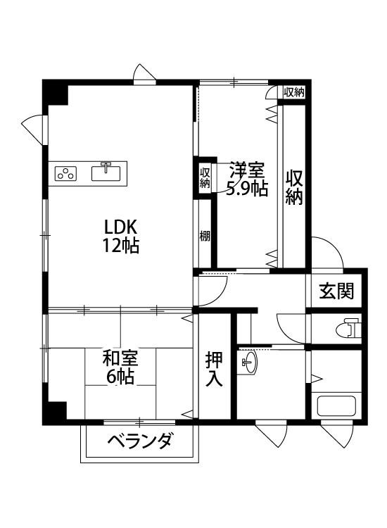 クローバーガーデン(2LDK/3階)の間取り写真