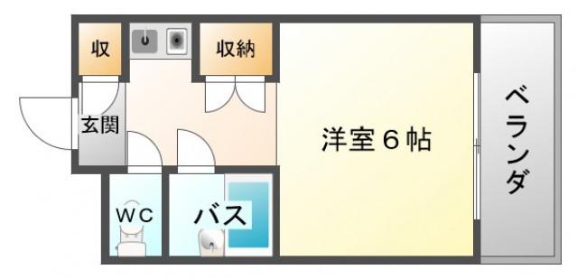ドミトリーモリ関大前(ワンルーム/2階)の間取り写真