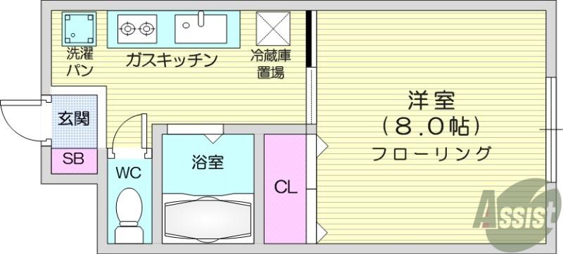 カーサ・フェリス(1K/2階)の間取り写真