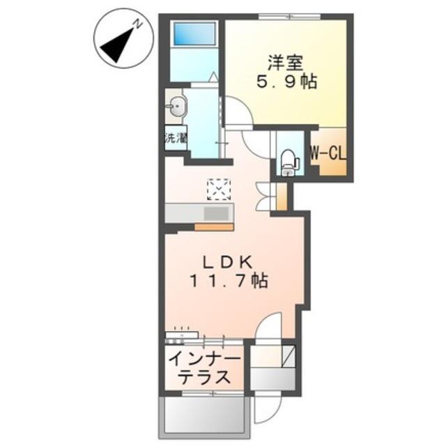 フォルビート ジン(1LDK/1階)の間取り写真