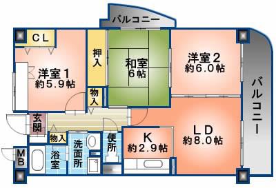 ウィステリア(2LDK/1階)の間取り写真