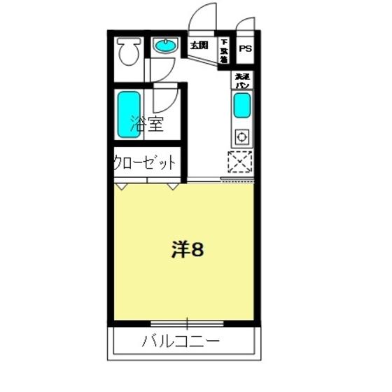 フルーレ伊勢(1K/2階)の間取り写真