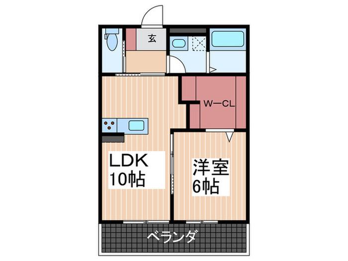 阿賀中央3丁目アパート(1LDK/2階)の間取り写真