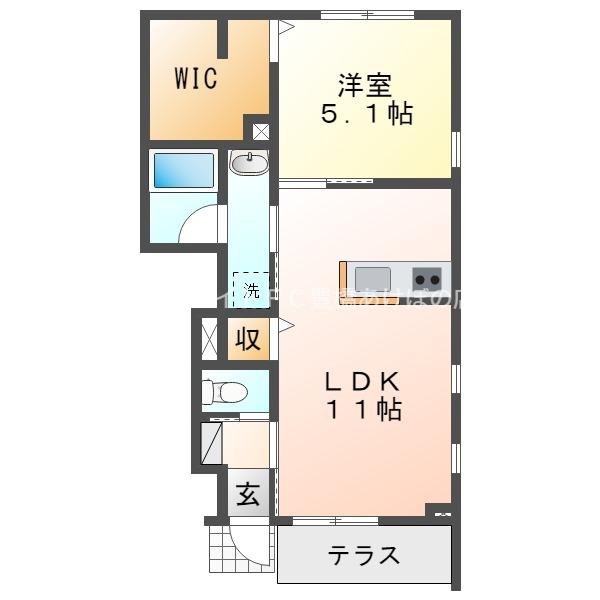 GLADIA(1LDK/1階)の間取り写真