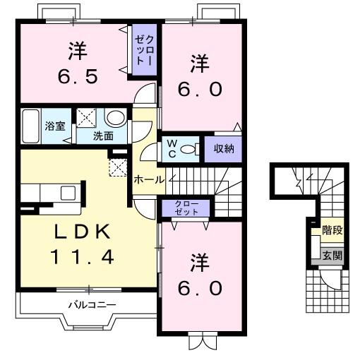サニーヒル今津II(3LDK/2階)の間取り写真