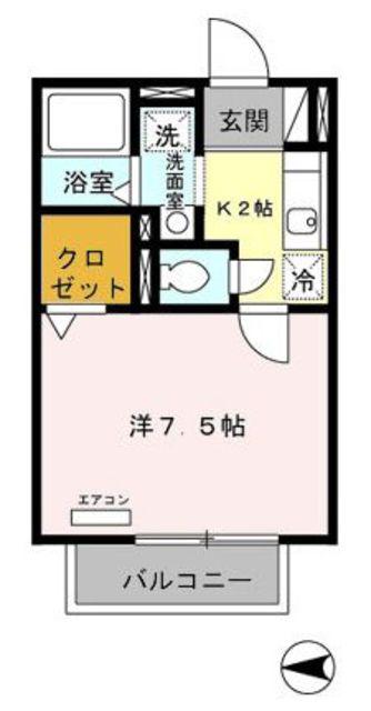 アネックス(1K/2階)の間取り写真