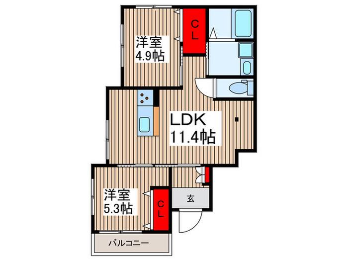 VILLA CELESTIA(2LDK/1階)の間取り写真