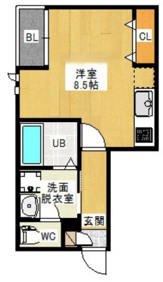 GRANDTIC東雲本町II(ワンルーム/1階)の間取り写真