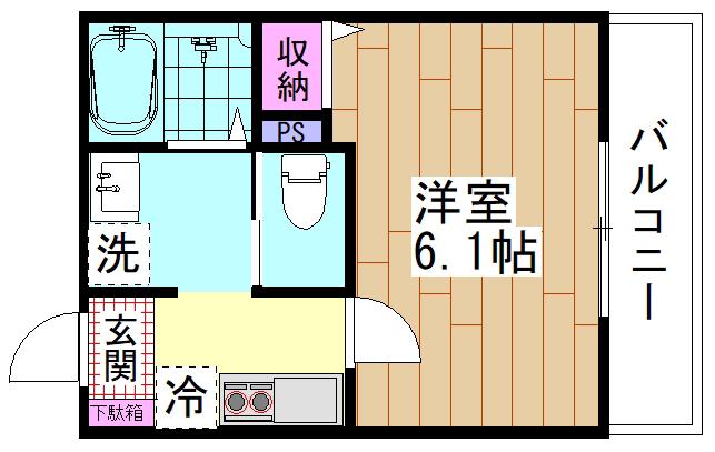 ヴィラ吉町(1K/3階)の間取り写真