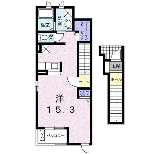 ヴィラ シンフォニ-A(ワンルーム/2階)の間取り写真