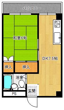 ソリッソ有馬(1DK/3階)の間取り写真