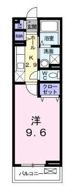 フルール宇賀徳(1K/2階)の間取り写真