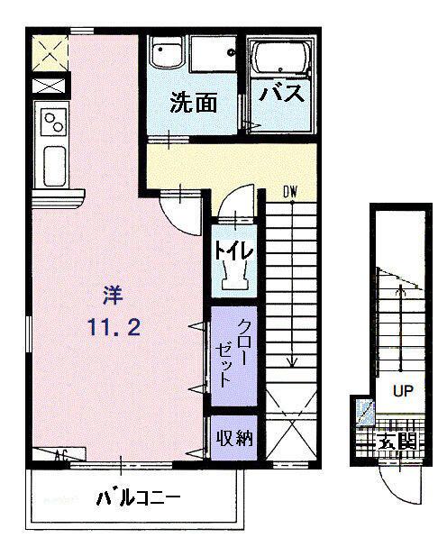 ボヌール(ワンルーム/2階)の間取り写真