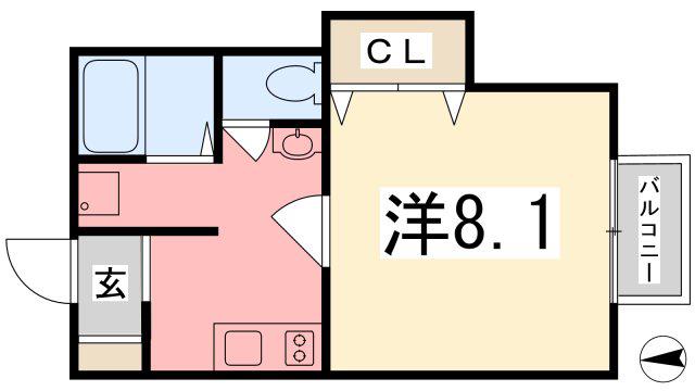 エトランス小松町A(1K/1階)の間取り写真