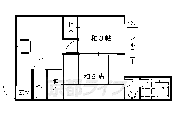 ロイヤルマンション下鴨(2DK/2階)の間取り写真