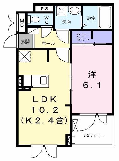 サンリット・メゾン(1LDK/2階)の間取り写真