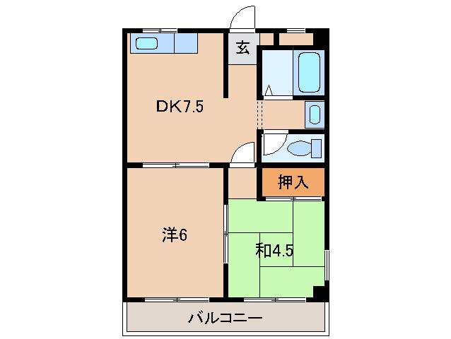 植松マンション(2DK/2階)の間取り写真
