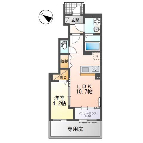 ボンシャンス楠木(1LDK/1階)の間取り写真