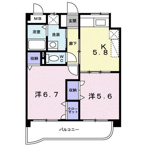 SOUVENIR(2K/5階)の間取り写真