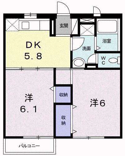 OMハイツII(2DK/1階)の間取り写真