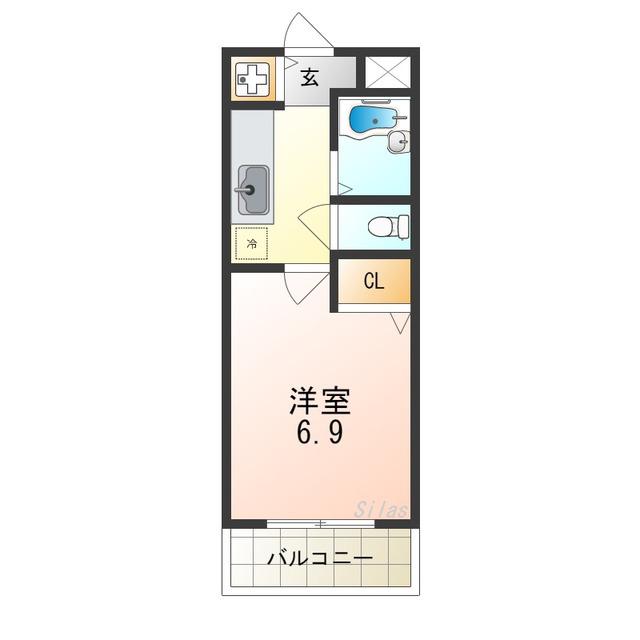 ラパス高倉台(1K/1階)の間取り写真