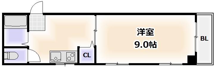 マンションパロット(1DK/4階)の間取り写真