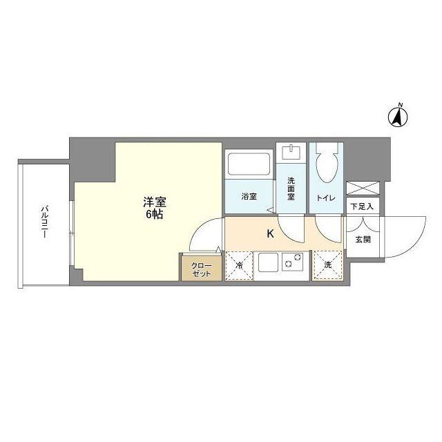 インペリアルフラット武蔵小山(1K/6階)の間取り写真